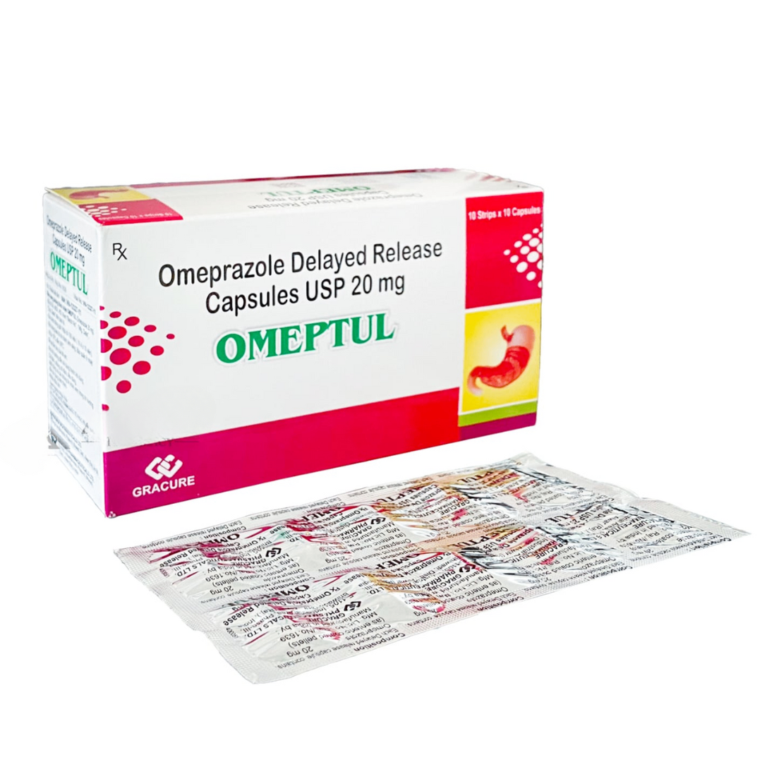 1036. Omeptul - (Omeprazol 20mg) - [Thùng 100 Hộp; Hộp 10 Vỉ; Vỉ 10 Viên] Gracure Pharmaceuticals Ltd - Ấn Độ