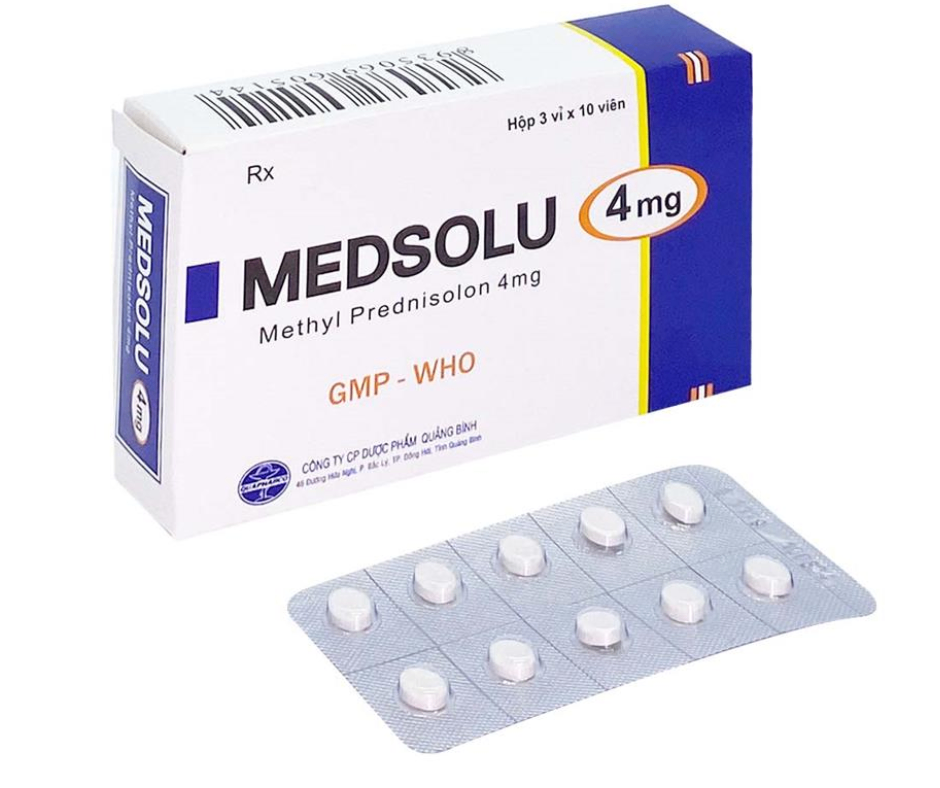 1040. Medsolu 4Mg - (MethylPrednisonlon 4mg) - [Thùng 216 hộp; hộp 3 vỉ; vỉ 10 viên] Quảng Bình - Việt Nam