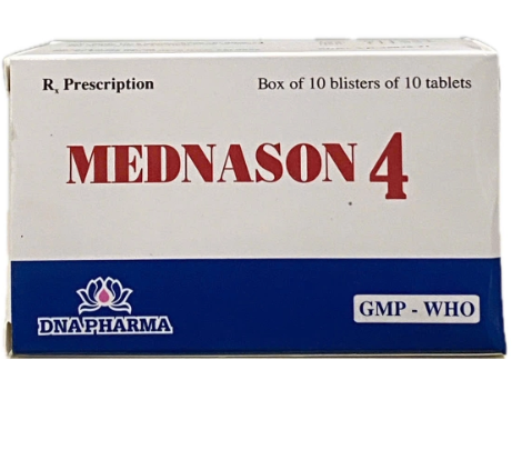 1027. Mednason 4 - (Methylprednisolon 4mg) - [Thùng 200 Hộp; Hộp 10 Vỉ; Vỉ 10 Viên] Dược - Vtyt Nghệ An