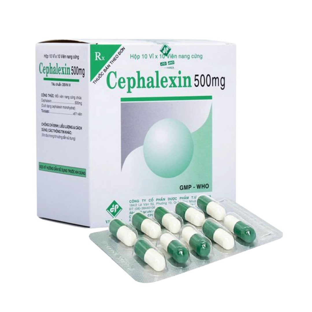 1112. Cephalexin 500Mg - (Cefalexin 500mg) - [Thùng 100 hộp; hộp 10 vỉ; vỉ 10 viên] Vidipha - Việt Nam