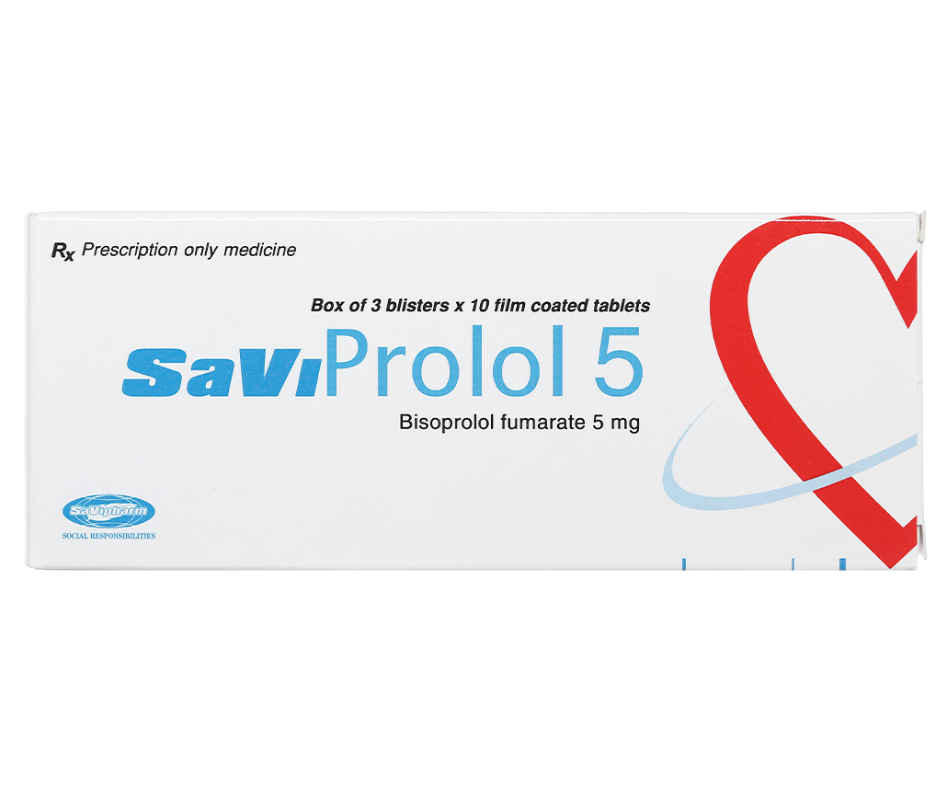 2560. Savi Prolol 5 - (Bisoprolol fumarat 5mg) - [Thùng 162 hộp; hộp 3 vỉ; vỉ 10 viên] Savipharm - Việt Nam