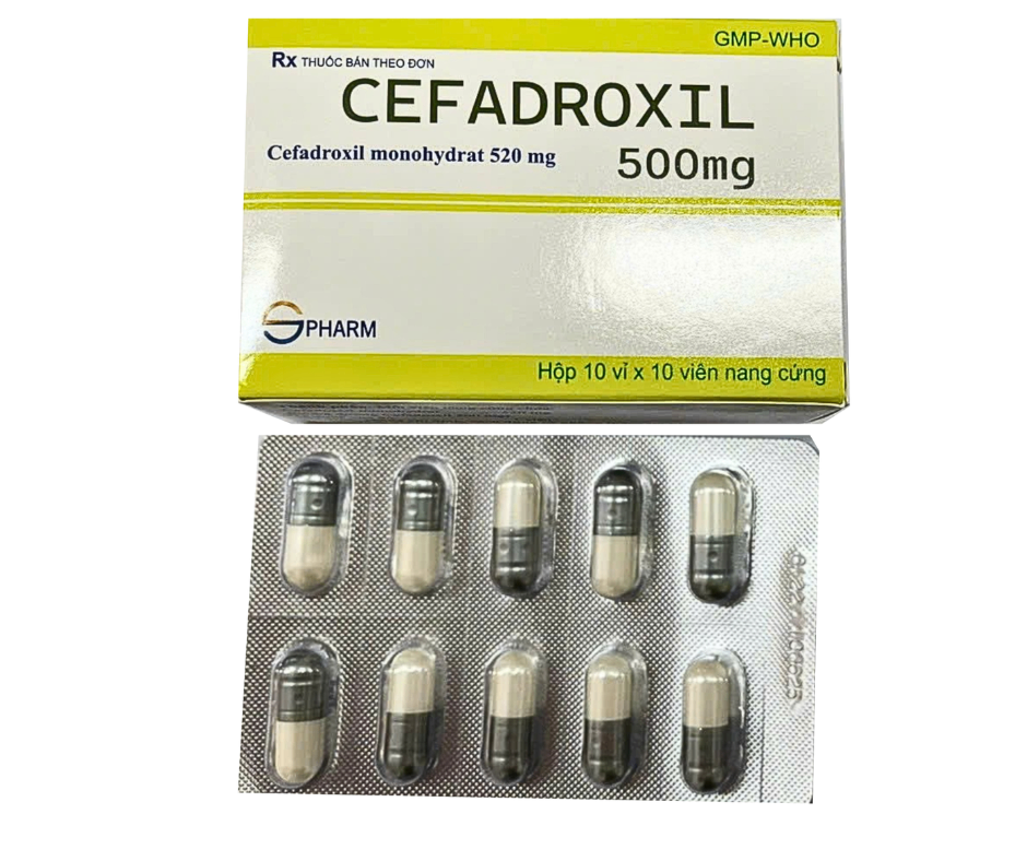 3296. Cefadroxil 500 - (Cefadroxil 500mg) - [Thùng 96 Hộp; Hộp 10 Vỉ; Vỉ 10 Viên] S.pharm - Việt Nam
