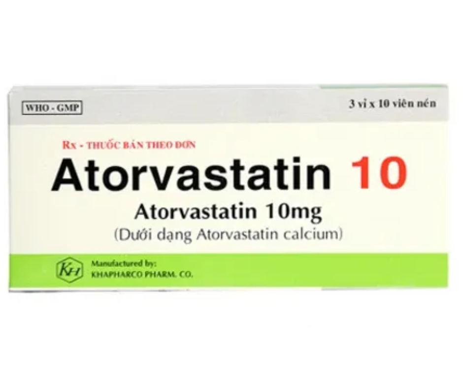 3651. Atorvastatin 10Mg - (Atorvastatin calcium 10mg) - [Thùng 456 hộp; hộp 3 vỉ; vỉ 10 viên] Khánh Hòa - Việt Nam