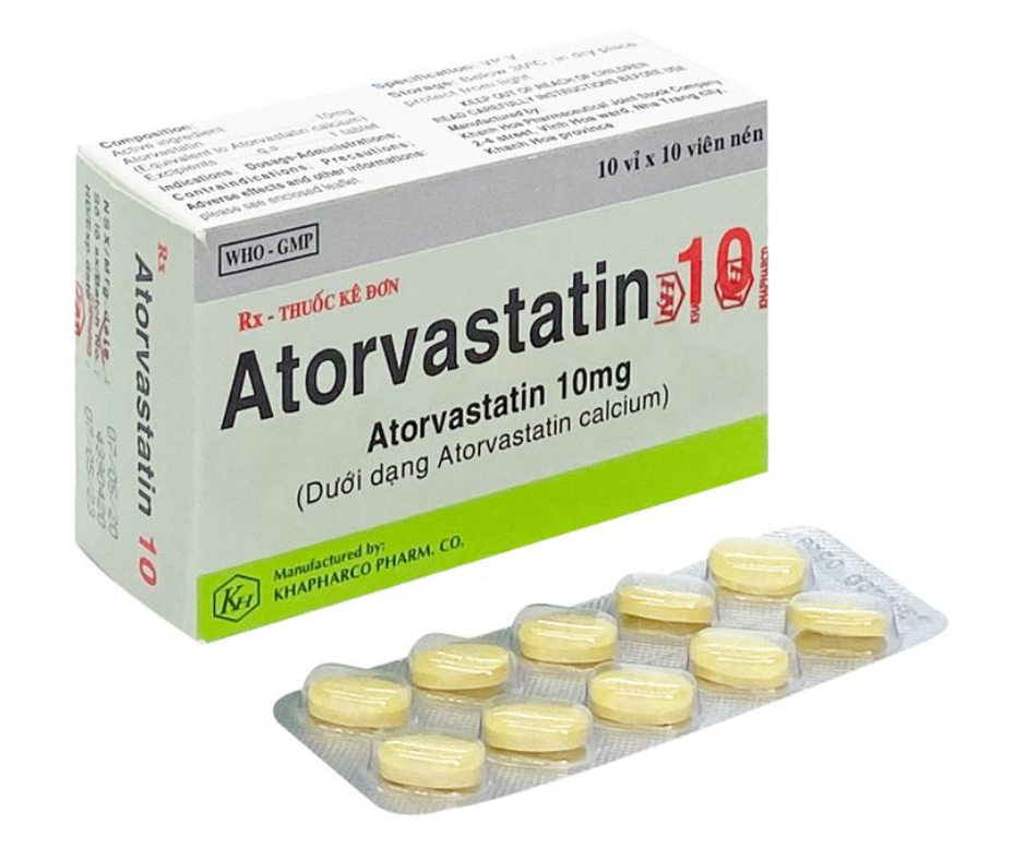 3652. Atorvastatin 10Mg - (Atorvastatin calcium 10mg) - [Thùng 324 hộp; hộp 10 vỉ; vỉ 10 viên] Khánh Hòa - Việt Nam