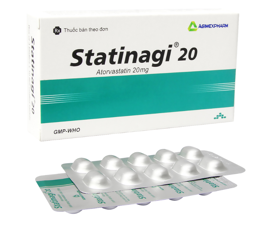 3822. Statinagi 20 Alu - (Atorvastatin 20mg) - [Thùng 240 Hộp; Hộp 6 Vỉ; Vỉ 10 Viên] Agimexpharm - Việt Nam