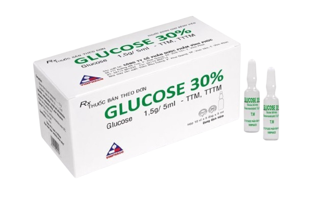 4320. Glucose 30% - (Glucose monohydrat 1.5g) - [Thùng 18 hộp; hộp 10 vỉ; vỉ 5 ống; ống 5 ml] Vinphaco - Việt Nam